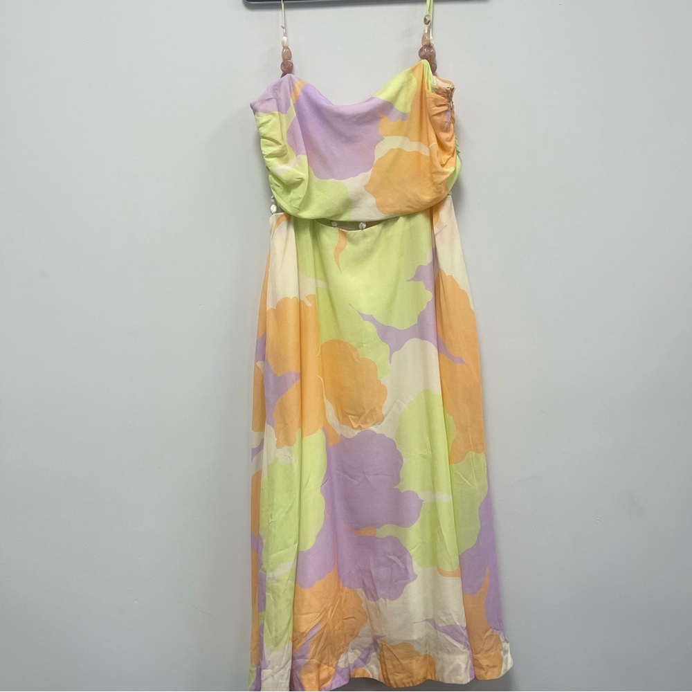 AMUR  Revolve Multicolor Midi Dress with stone open middle abstract color wosh